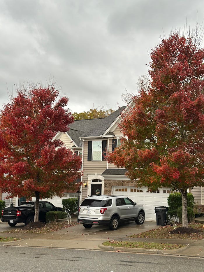 Mastering the First Impression: Your intriguing post title goes here Charming suburban house surrounded by vivid autumn foliage, showcasing a tranquil neighborhood scene.